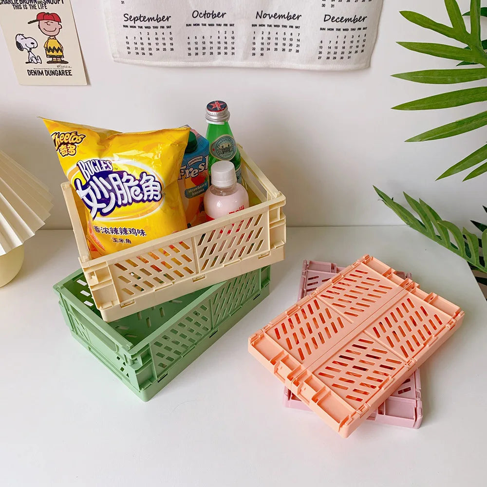Collapsible Crate Plastic Folding Storage Box Basket