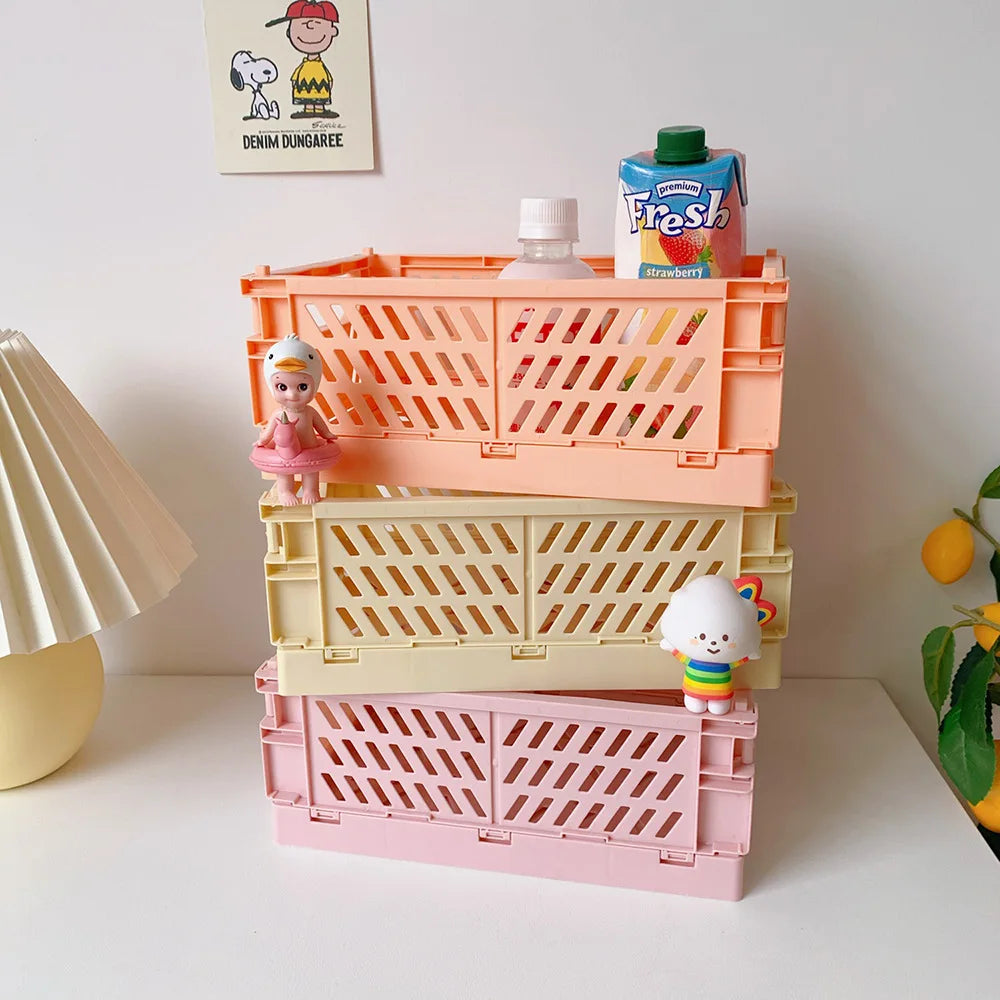 Collapsible Crate Plastic Folding Storage Box Basket