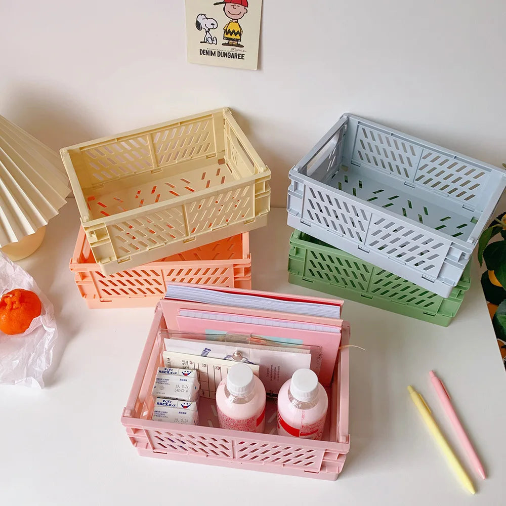 Collapsible Crate Plastic Folding Storage Box Basket