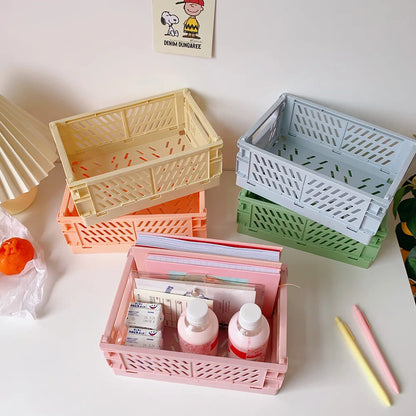 Collapsible Crate Plastic Folding Storage Box Basket